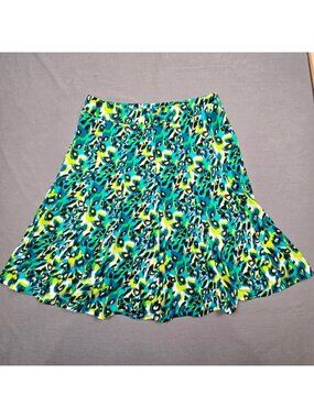 Sharagano Womens Green A-Line Skirt M Stretch Elastic Waist Pull On